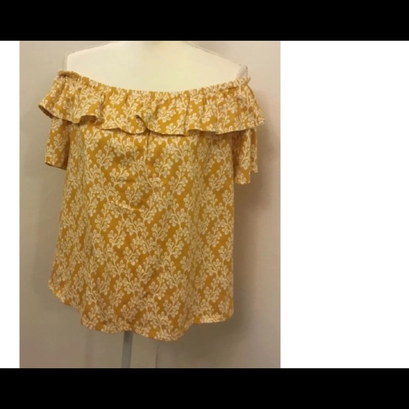 Loft Floral Crinkle Off Shoulder Ruffle Knit Top - Picture 2 of 2